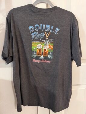Tommy Bahama Gray 'Double Play' Short Sleeve Tee with Beer Graphic